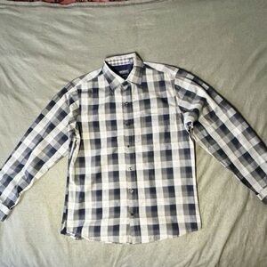Van Heusen Originals Slim Fit Plaid Button-Up Shirt Men’s Size 15-15.5 Blue Gray